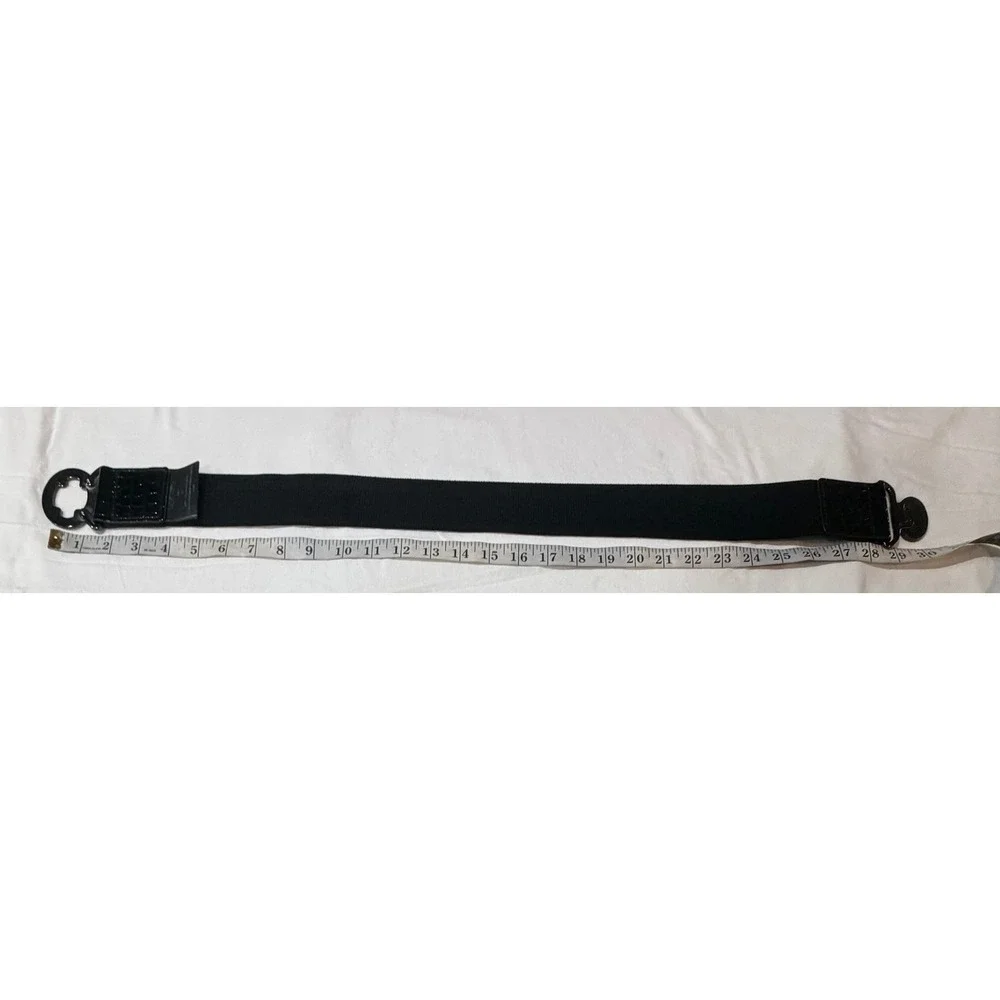Nine West Black Elastic Waist‎ Belt Faux Croc Patent Leather Buckle M/L RS8038